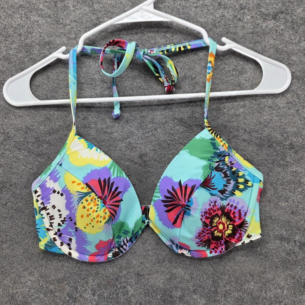 Victoria's Secret Swim Top Womens 34D Multicolor Floral Underwired Lined Padded